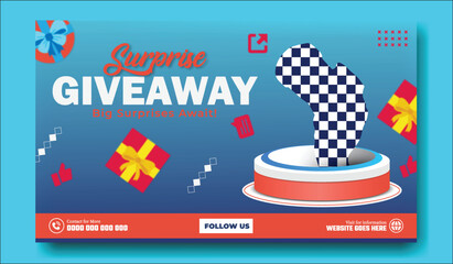 Exciting surprise giveaway announcement with a hand holding a camera emerging from a cake