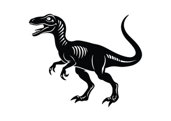 Obraz premium Dinosaur silhouette black vector white background