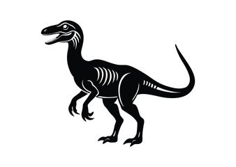 Naklejka premium Dinosaur silhouette black vector white background