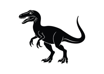 Obraz premium Dinosaur silhouette black vector white background