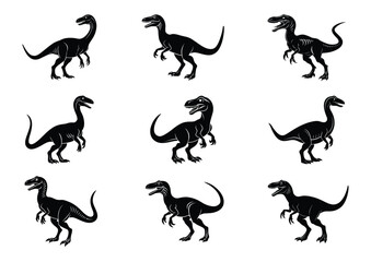 Dinosaur silhouette vector Set