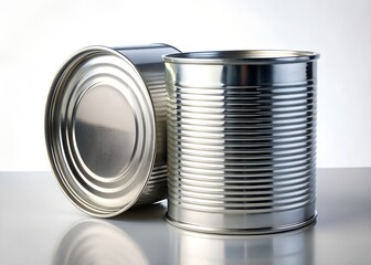 Illustration of two tin cans made of metal isolated on white background
