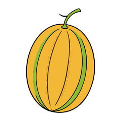 Creative Galia Melon Fruit Vector Style on White