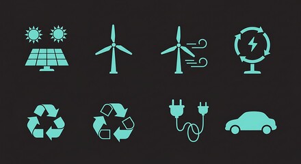 Renewable energy icons clean power sustainability concept