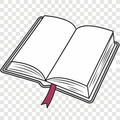 Illustration of an open book with blank pages, symbolizing reading, writing, and knowledge