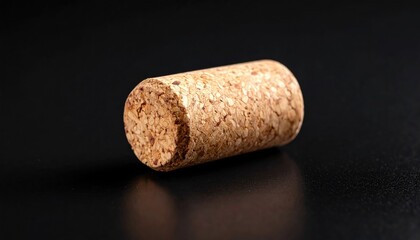 Close up of wine cork on a black background