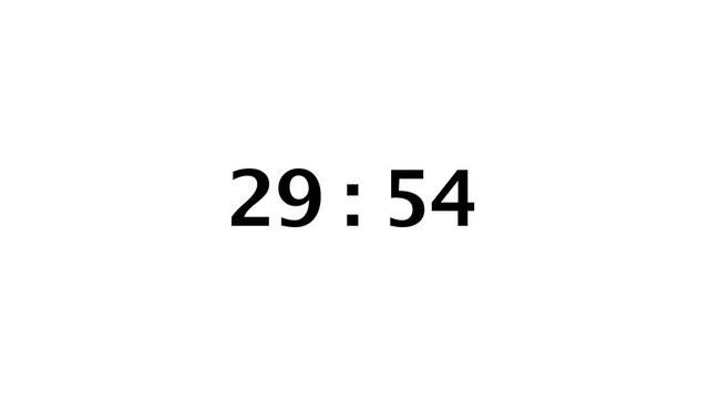 From 30 to 29 minute countdown timer on a white background