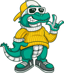 Urban Style Gator Rapper Mascot Design