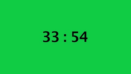 From 34 to 33 Minute Electronic Countdown on a Green Chroma Key Screen