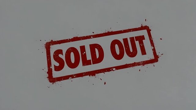 Dynamic red sold out stamp animation for sales promotions and clearance events trending online