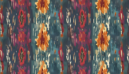 seamless pattern with red and blue flowers