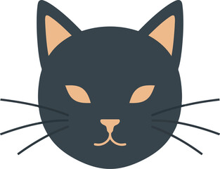 Mysterious black cat face icon halloween witchcraft pet