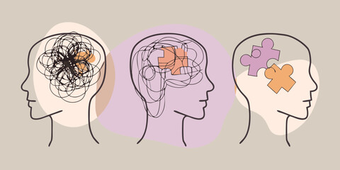 Conceptual illustration of a mind transitioning from chaos to order through puzzle pieces representing clarity and solutions