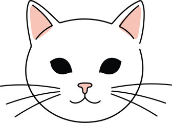 Cute white cat face illustration