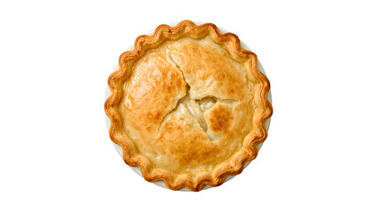 Golden homemade apple pie with flaky crust isolated on the transparent background  fresh baked dessert for fall and holiday celebrations