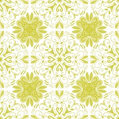 Elegant Yellow Geometric Floral Seamless Pattern