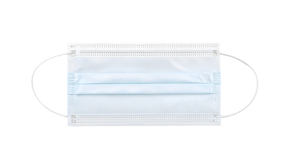 Medical face mask isolated on the transparent background for hygiene and protection against germs, virus, pandemic, and healthcare concept