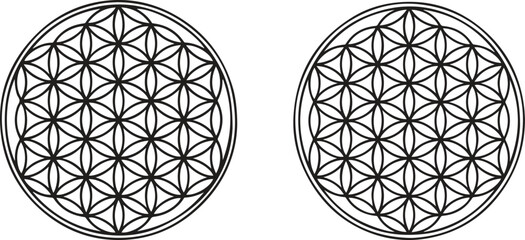 Neo Tribal Flower of Life Modern Interlocking Geometric Icon Vector Set.