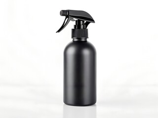Fototapeta premium Illustration of black plastic spray bottle isolated on white background in studio shot