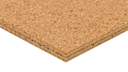 Closeup of cork board material sheet isolated on the transparent background for wall pinning diy projects and interior design