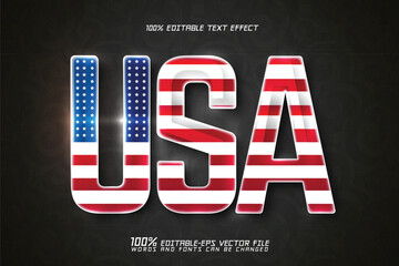 usa united state of america flag in text editable text effect	
