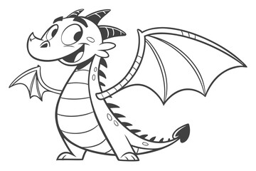 Simplified vector-style dragon chimera, myth hybrid, flat tone, cartoon-style face, friendly smile