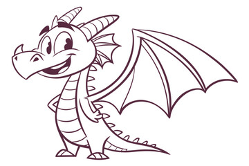 Simplified vector-style dragon chimera, myth hybrid, flat tone, cartoon-style face, friendly smile