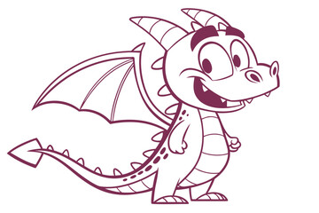 Simplified vector-style dragon chimera, myth hybrid, flat tone, cartoon-style face, friendly smile
