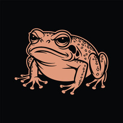 Neutral-toned toad illustration with relaxed posture and vintage amphibian style for wildlife themes, vector illustration design