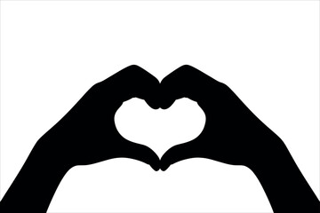 Fototapeta premium Black heart shape formed by hands love symbol