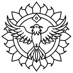 Majestic Eagle Mandala Line Art Vector Design