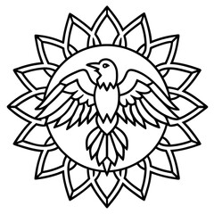 Majestic Eagle Mandala Line Art Vector Design