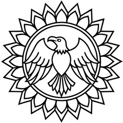 Majestic Eagle Mandala Line Art Vector Design