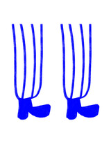 Abstract illustration of blue striped legs with blue shoes, isolated on transparent background