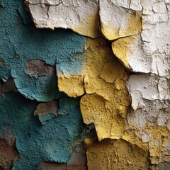 Texture of a worn colorful wall. Cracks & peeling paint for use as a background