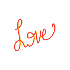 Handwritten love text in cursive script, isolated on transparent background