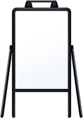 Blank whiteboard on stand.  Black frame