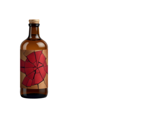 Cracked Bottle with Red Shattered Label