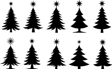 Christmas Tree holiday, pine tree, festive Vector Bundle