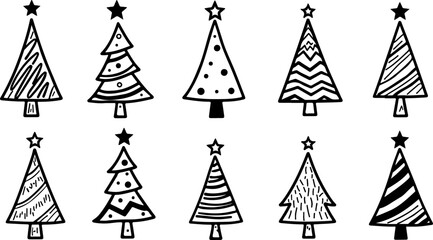 Christmas Tree holiday, pine tree, festive Vector Bundle