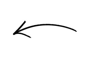 Fototapeta premium Hand drawn curved arrow pointing to the left, isolated on transparent background