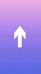 Fototapeta premium White arrow pointing up with a clean edge on a lavender to powder blue gradient