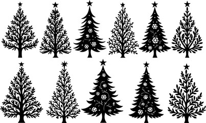 Obraz premium Christmas Tree holiday, pine tree, festive Vector Bundle