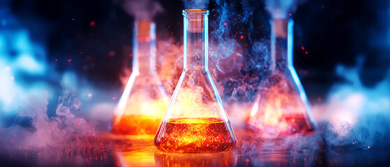 Exciting Experiments in a Modern Science Laboratory Chemical Reactions and Explorations Innovative Environment Close-Up View Awe-Inspiring Concepts