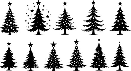 Christmas Tree holiday, pine tree, festive Vector Bundle