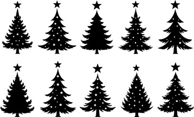 Obraz premium Christmas Tree holiday, pine tree, festive Vector Bundle