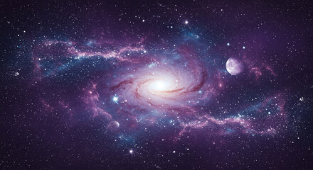 Celestial Bloom: Spiral Galaxy in Violet Light