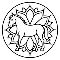 Mandala Horse Line Art Vector Design