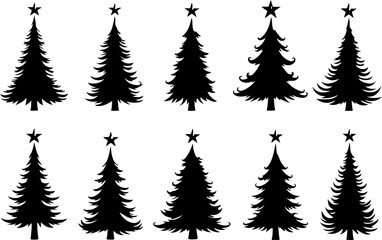 Obraz premium Christmas Tree holiday, pine tree, festive Vector Bundle