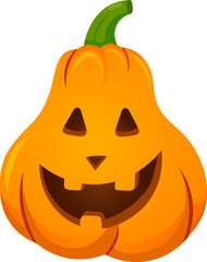 Halloween pumpkin featuring a whimsical carved face, radiating cheerfulness and embodying traditional autumn decorations, enhancing festive celebrations during the spooky season